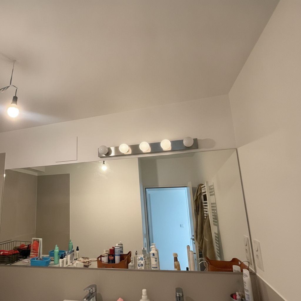 Bathroom — LEDSJÖ above mirror